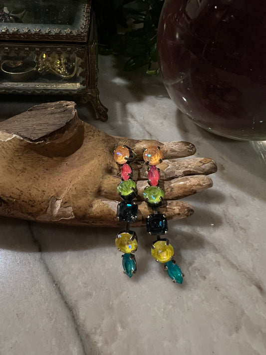Crystal Drop Spring Rainbow Earring