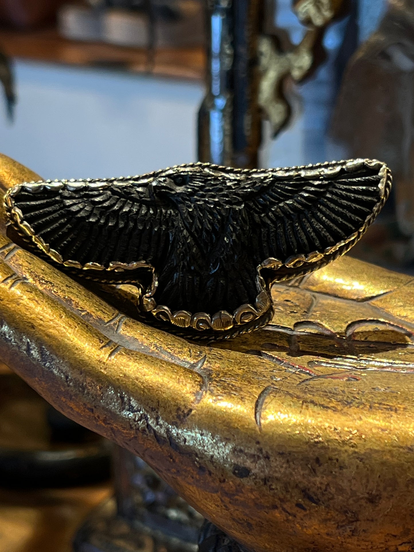 Black Hawk Ring in Bone 1394