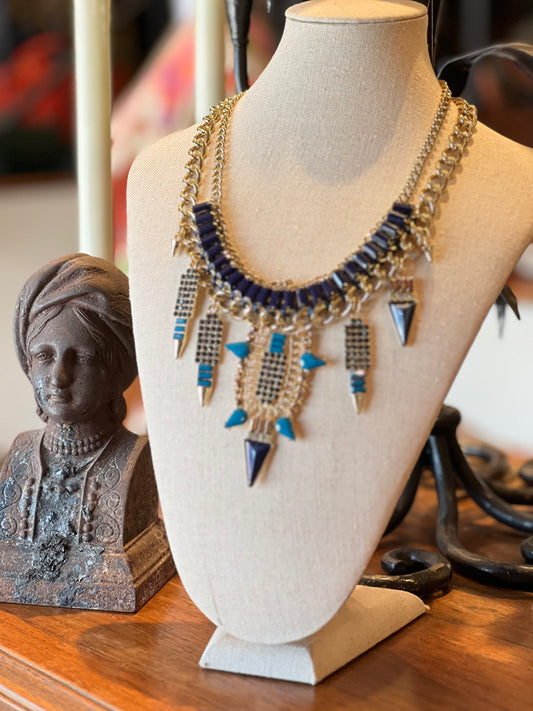 Blue Deco Statement Necklace