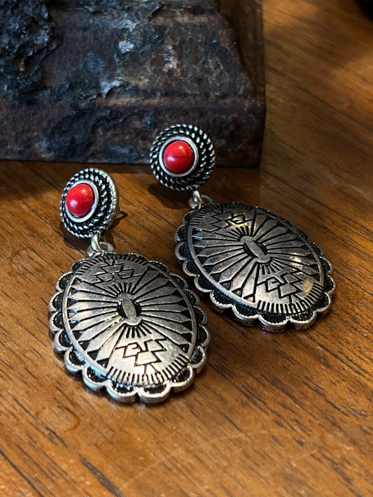 Star Wind Earring with Red Coral