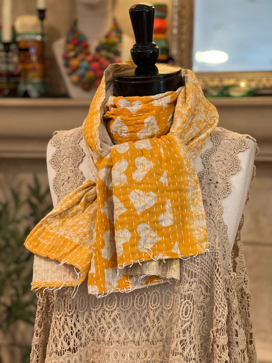 Kantha Scarf in Sunshine Heart
