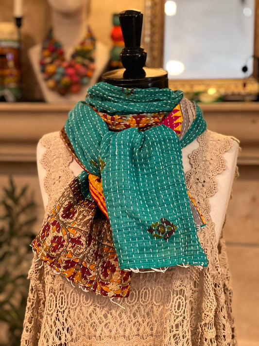 Kantha Scarf in Turquoise Wonder