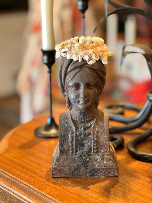 Bracelet Set in White Agate