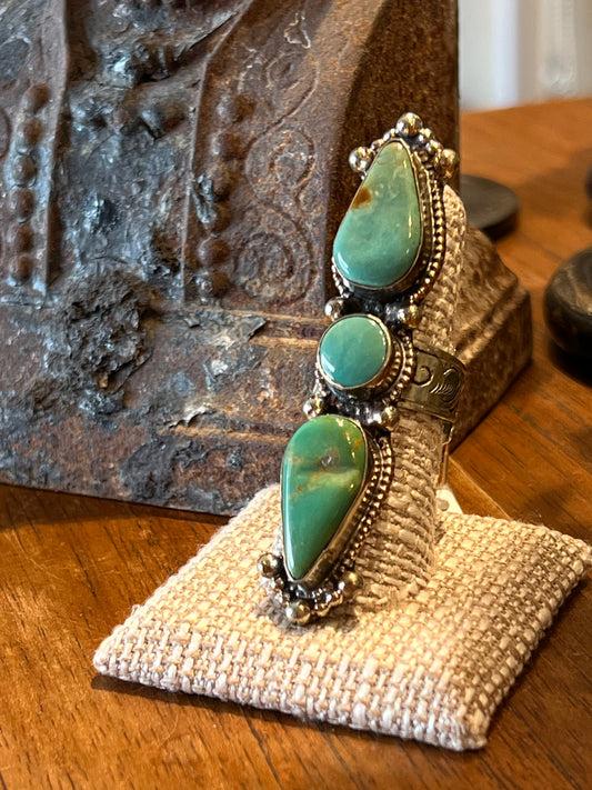 3 Stone Turquoise Ring 1443