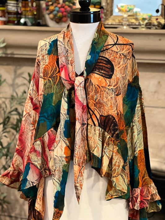 Gypsy Ruffle Top in Teal Splash