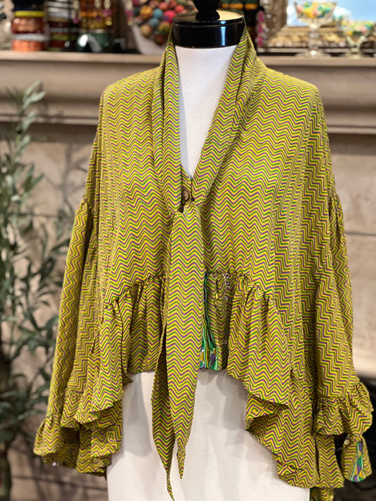 Gypsy Ruffle Top in Golden Zigzag