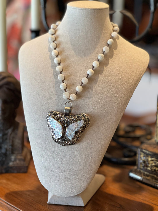 White Agate Butterfly 1480