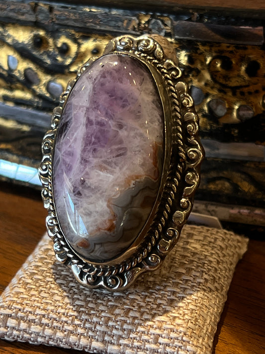 Purple Agate Oval Ring 1465