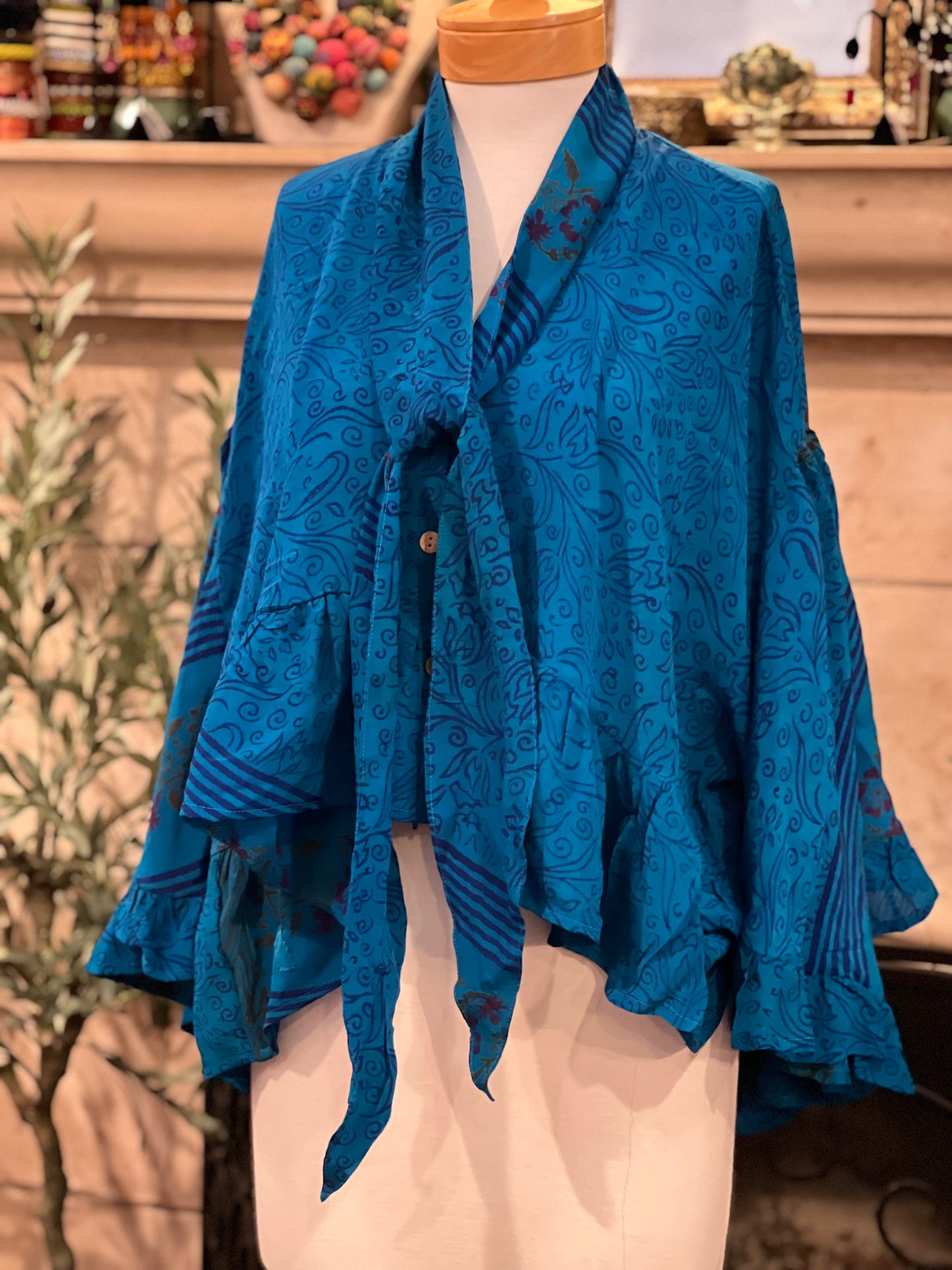 Gypsy Ruffle Top in Vivid Blue