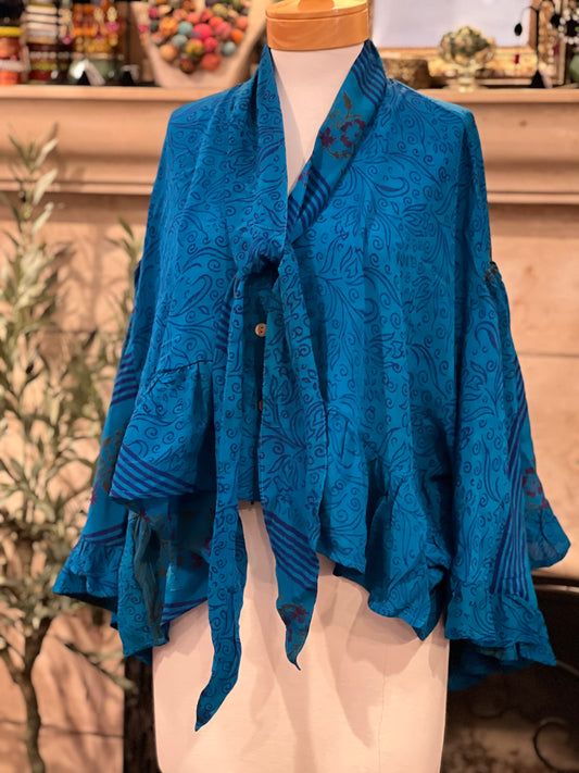 Gypsy Ruffle Top in Vivid Blue