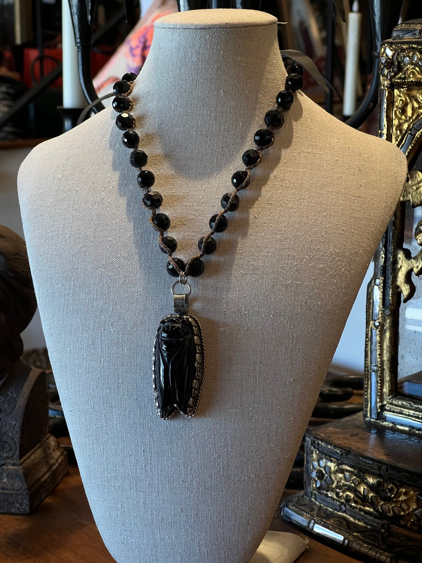Onyx Cicada Necklace 1493