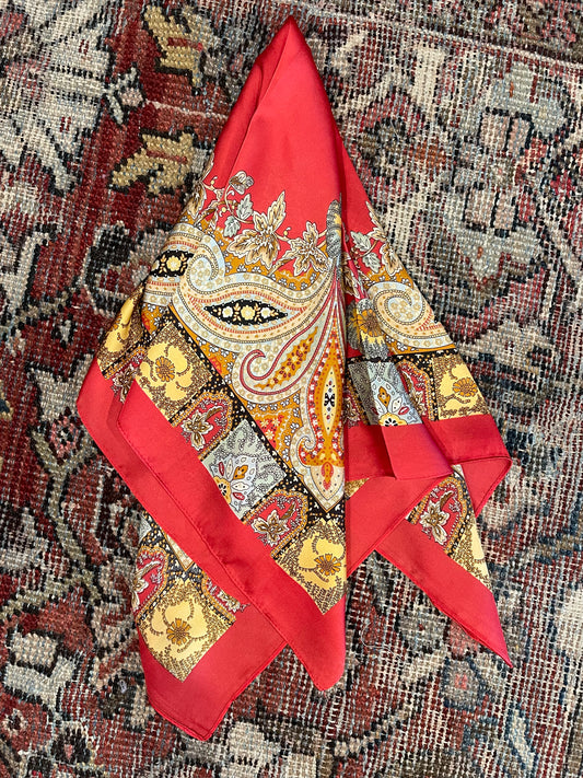 Silky Bandana in Red Paisley