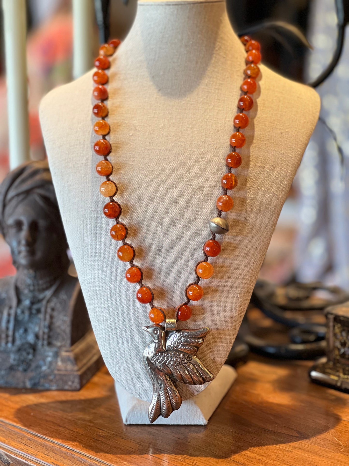 Dove on Orange Jade 1531 Necklace
