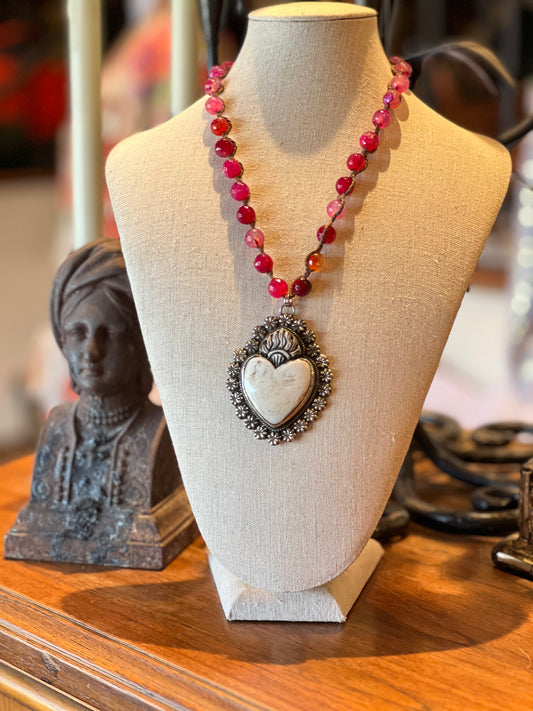 Sacred Heart on Pink Quartz 1519