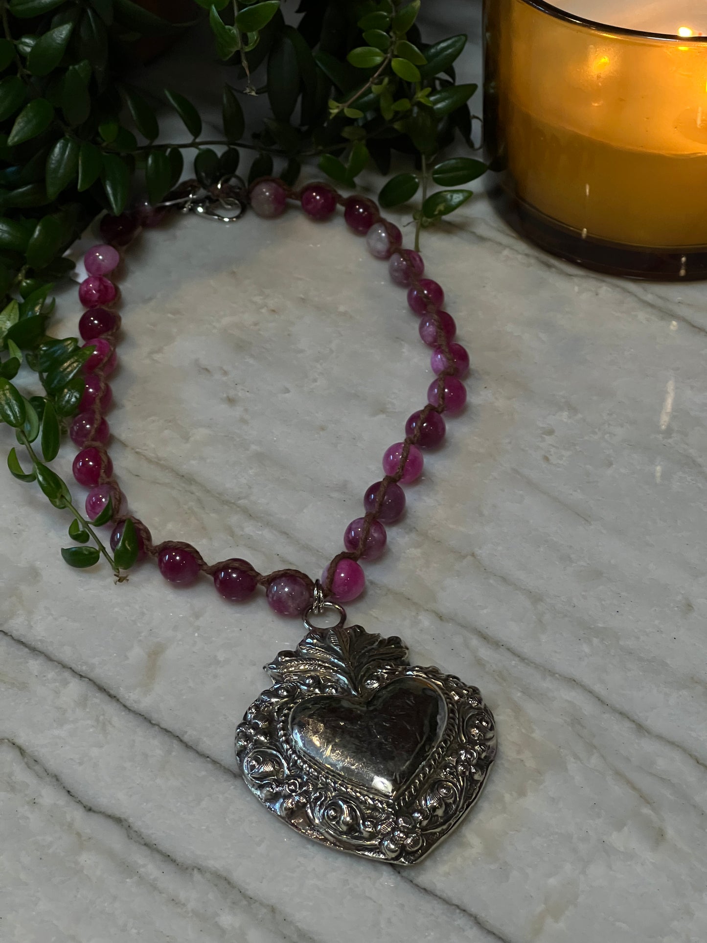 Rustic Heart on Pink Jade 1576