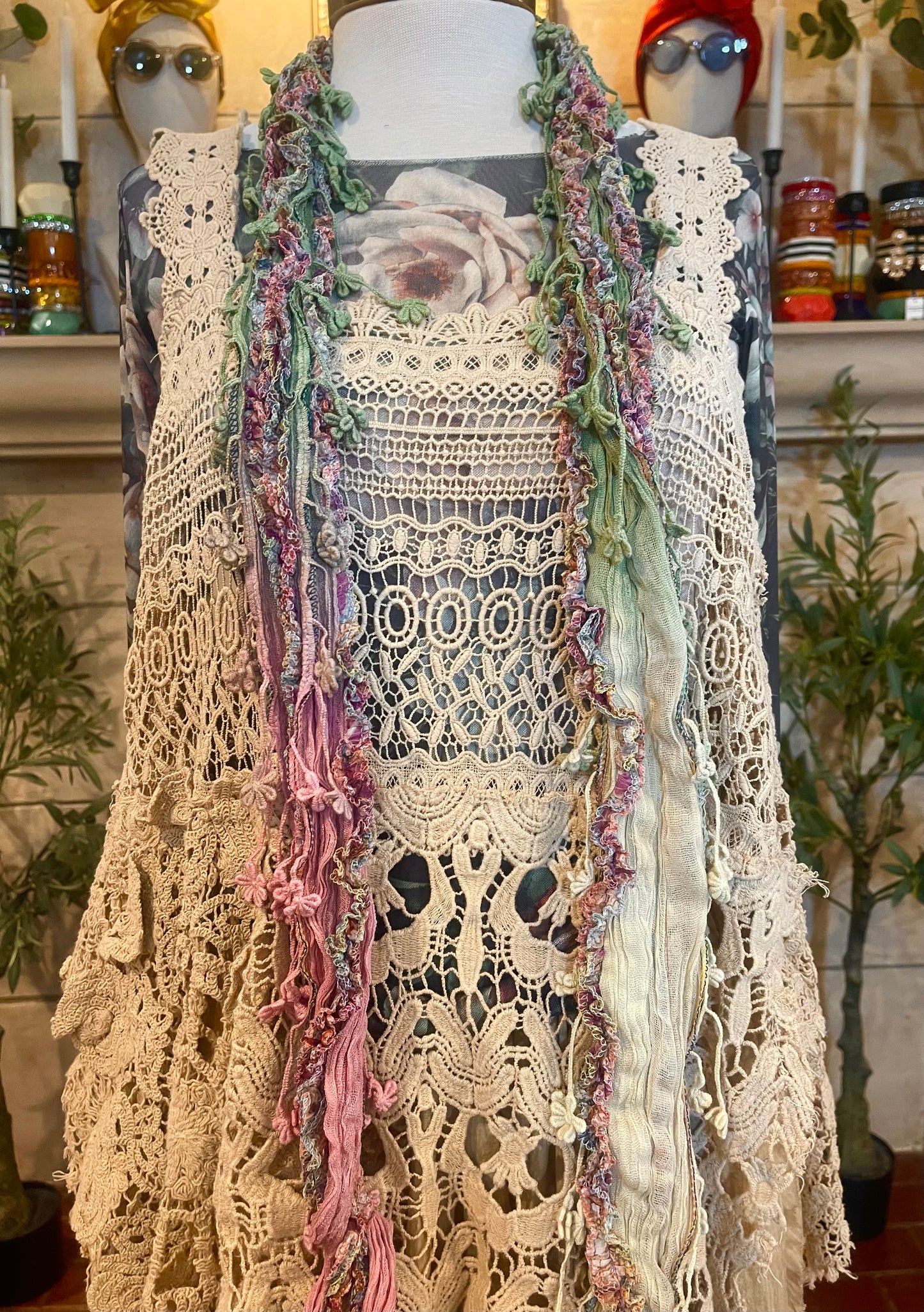 Siren Scarf in Pink Jade Ivory – Chateau Bel Age Boutique (view 2)