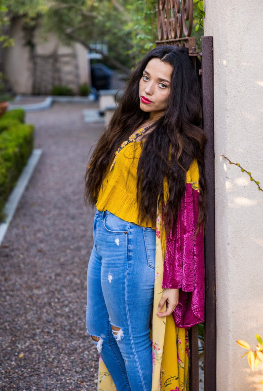 Tara Flora Canary Kimono by Jennafer Grace