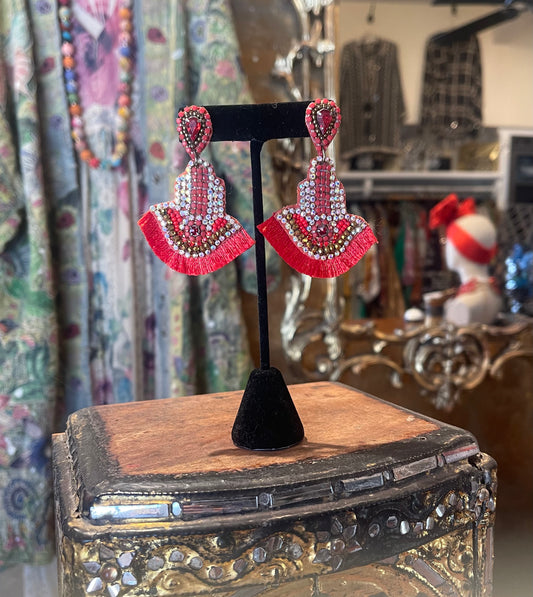 Red Hamsa Hand Earrings