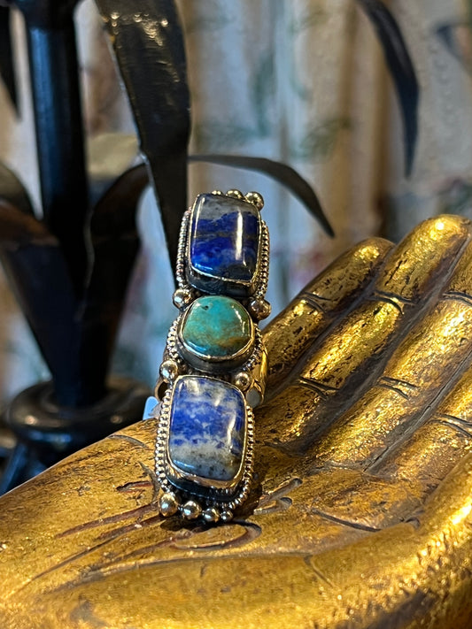 Lapis Turquoise Elongated Ring 1617