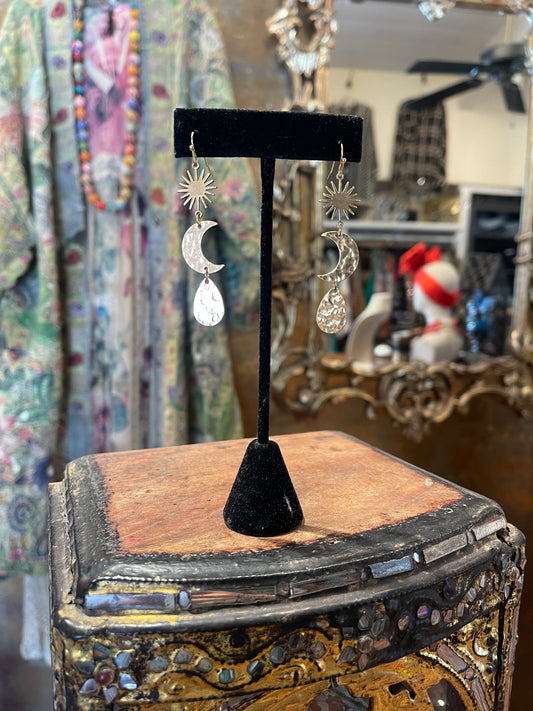 Crescent Moon Starburst Earrings