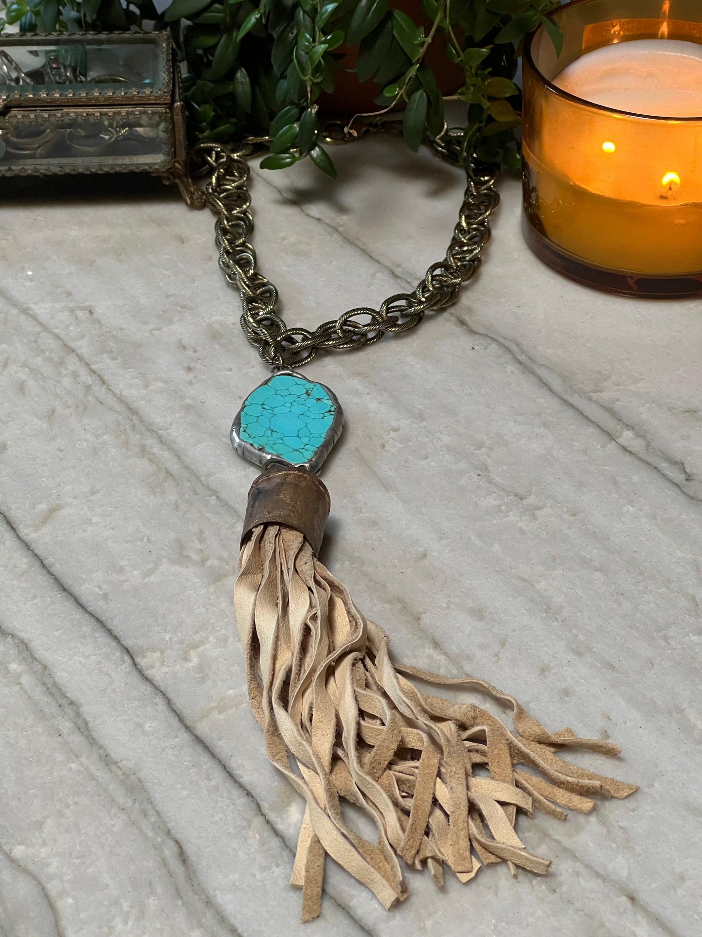 Sacred Tassel Necklace in Fawn Suede
