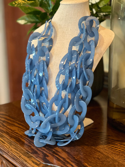 Link Statement Necklace in Sky
