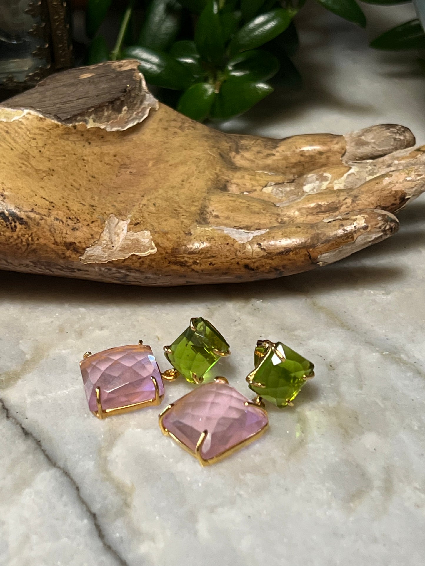 Pink Squared Earring