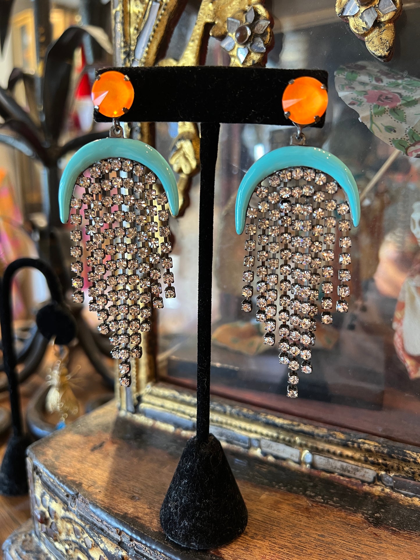 Turquoise Crescent Earring