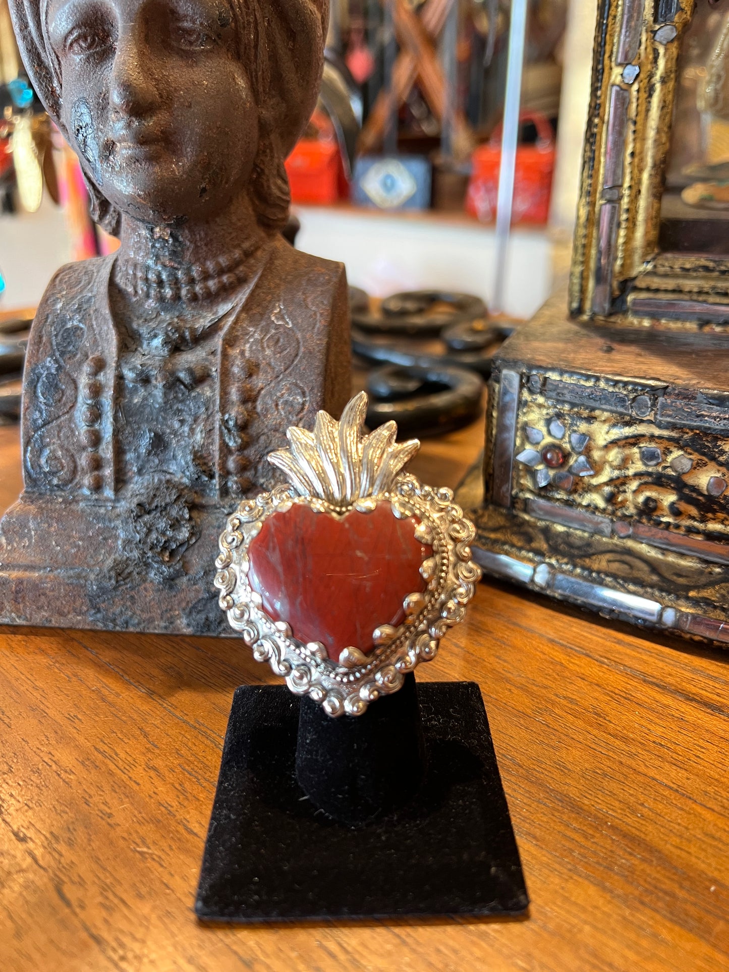 Red Jasper Flaming Heart Ring