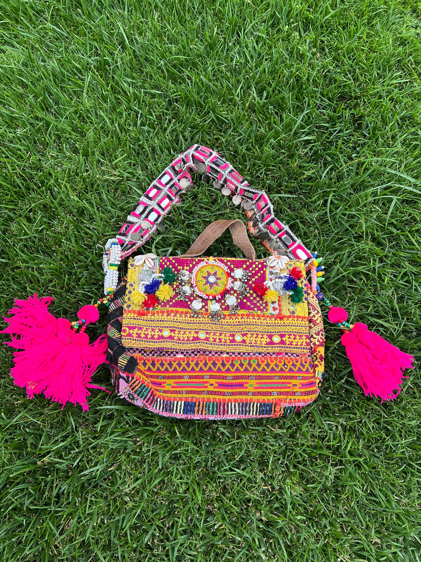 Nomad Bag with Pink Tassels