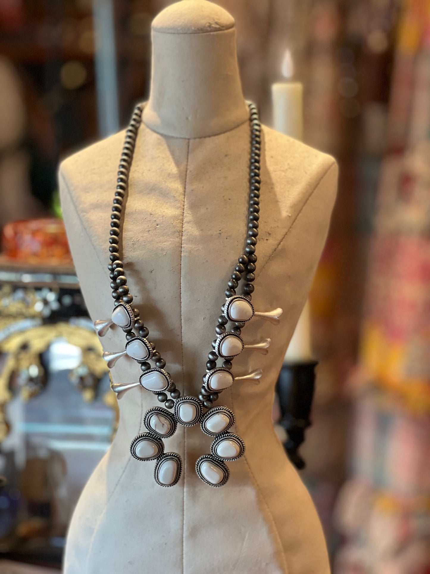 Petite White Squash Blossom Necklace