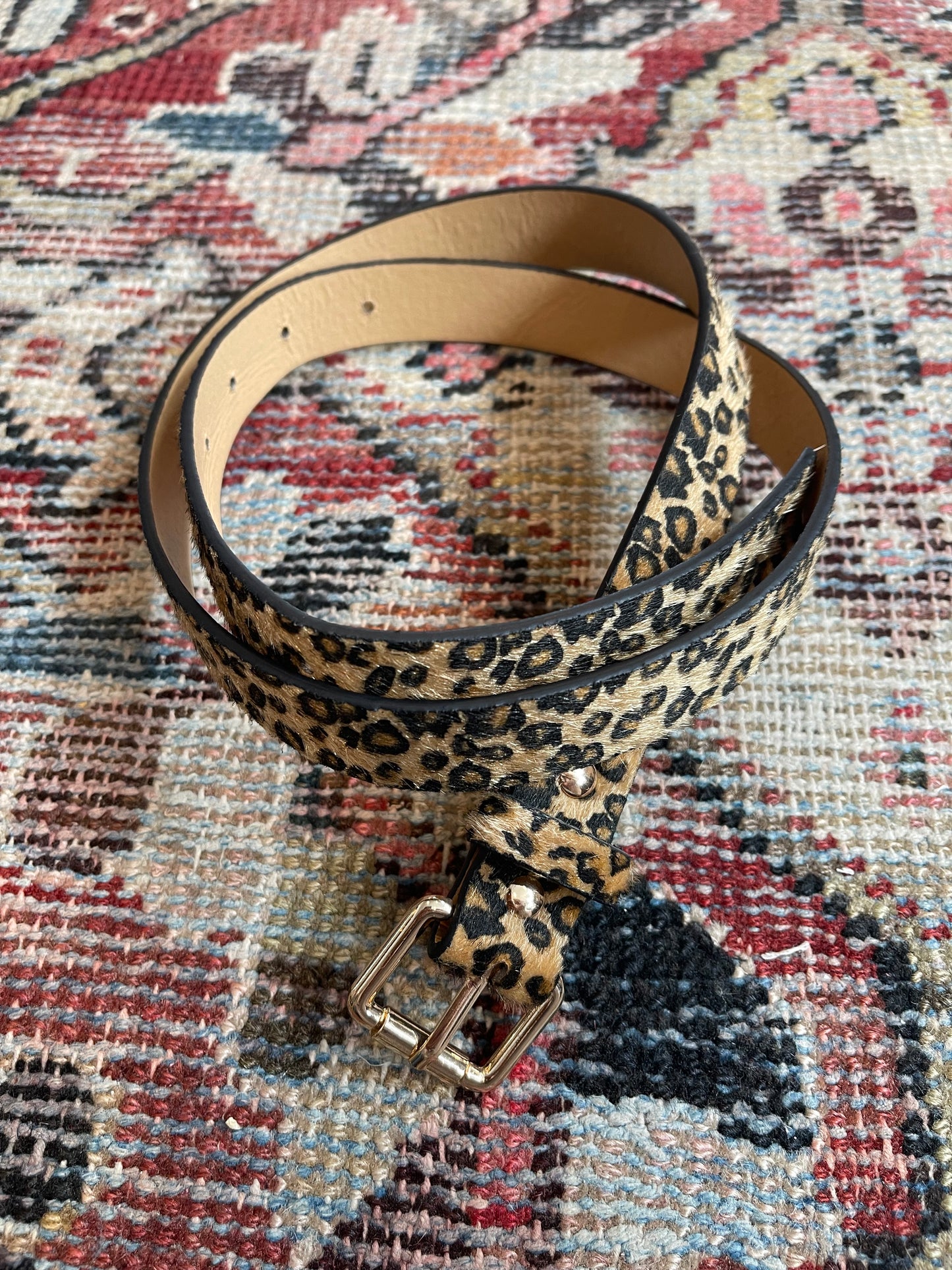 Narrow Leopard Print Belt
