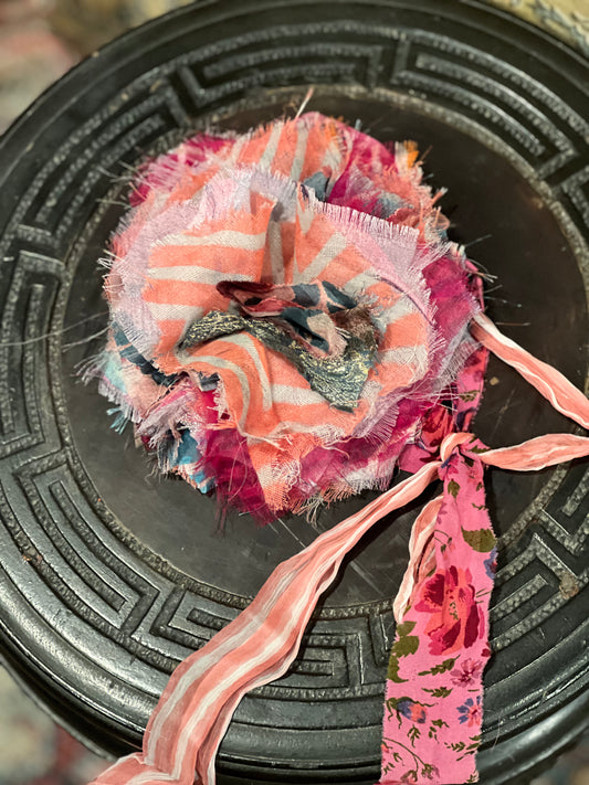 Tattered Rose in Coral Stripe