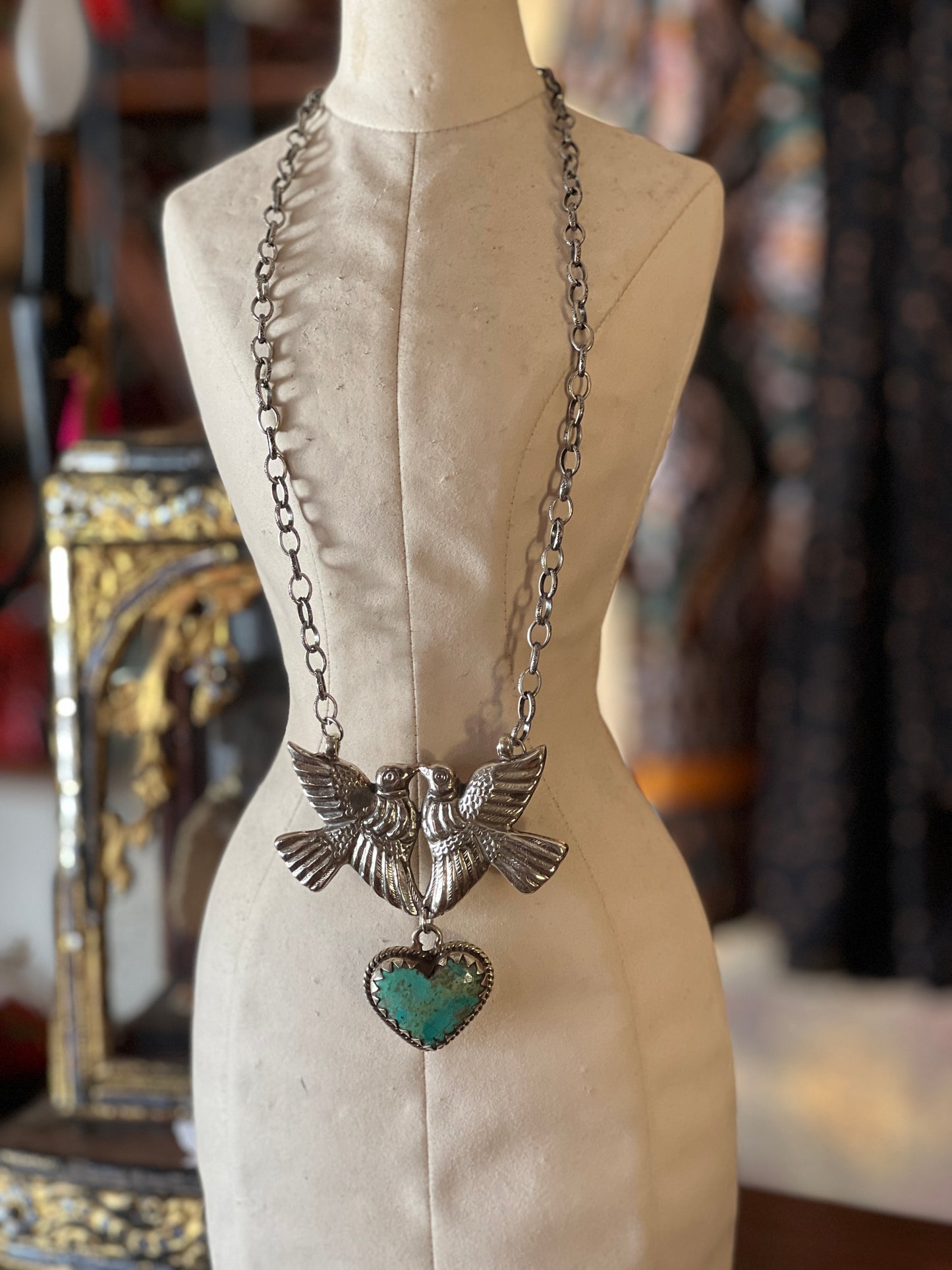 Love Dove Turquoise Heart Necklace