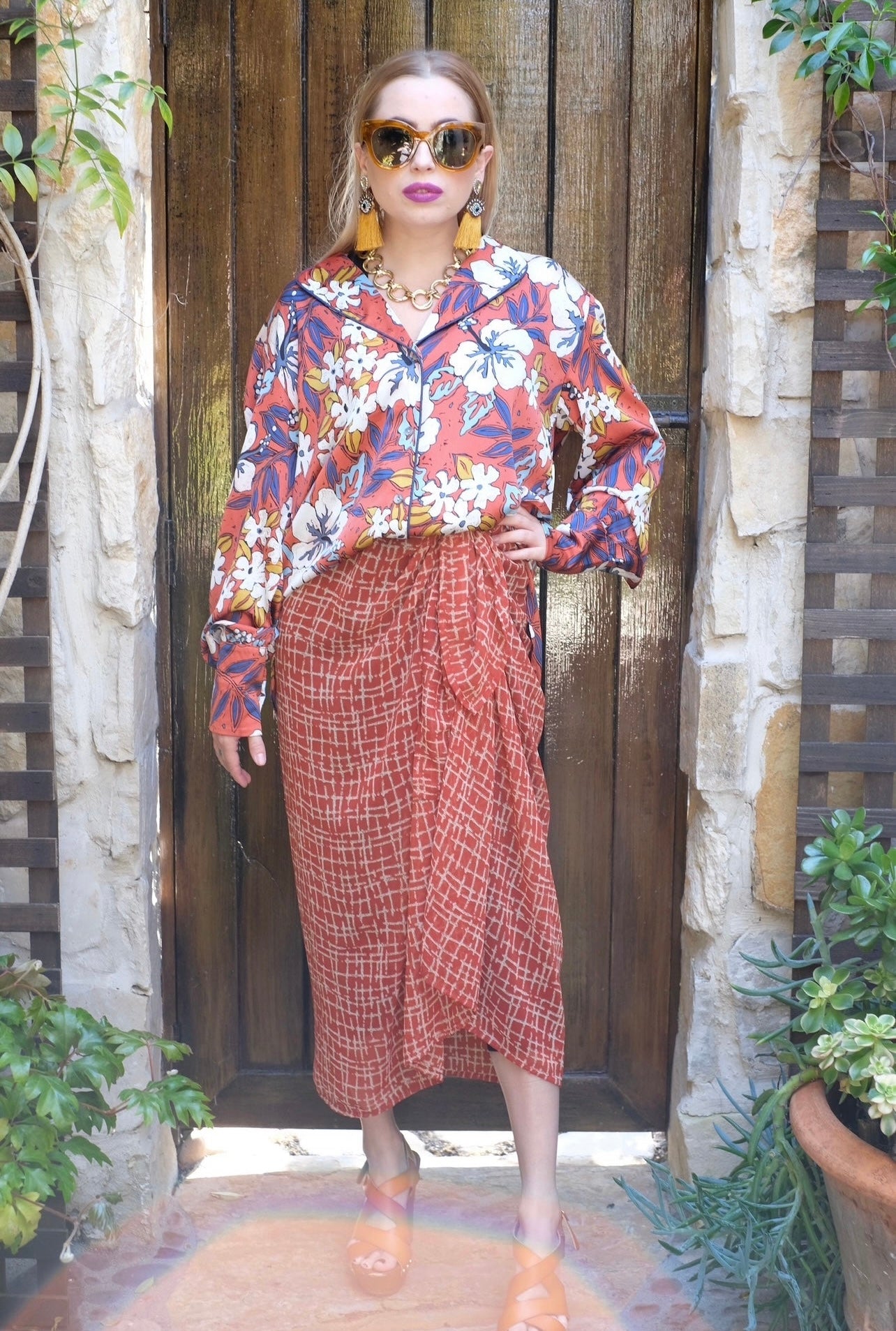 Rust Hibiscus Blazer