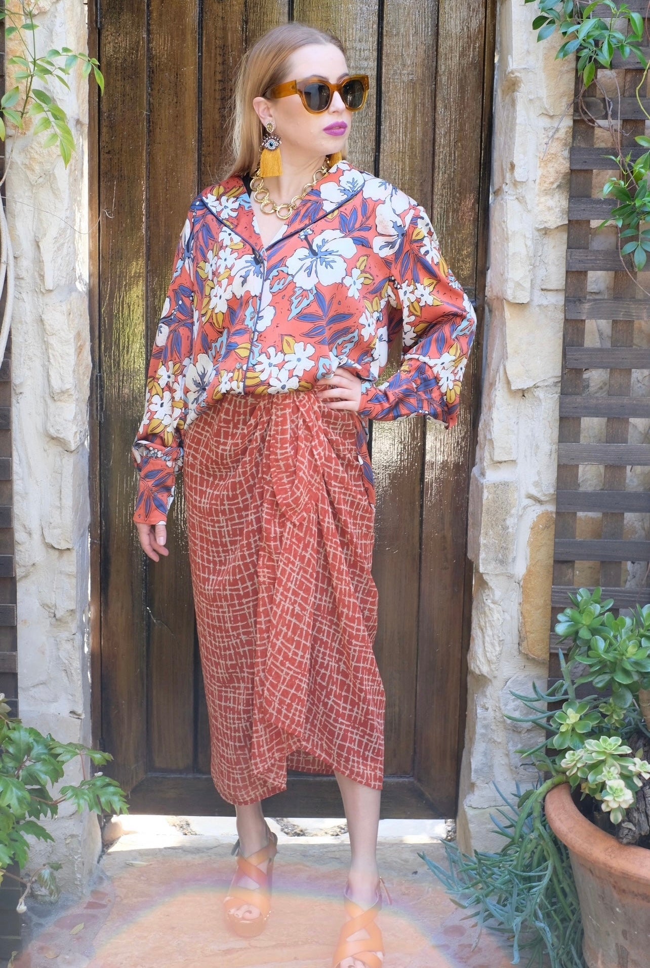 Rust Hibiscus Blazer