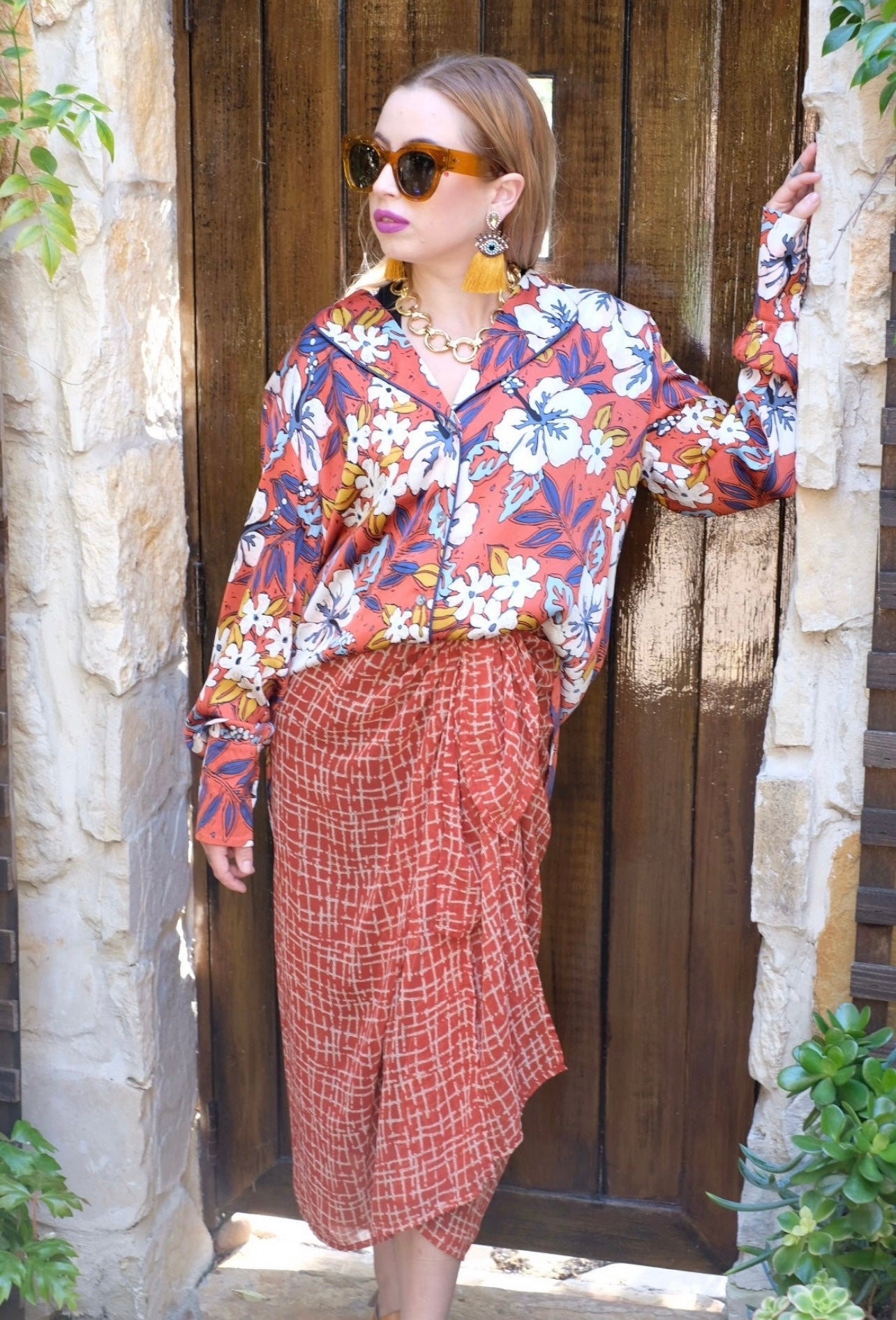 Rust Hibiscus Blazer