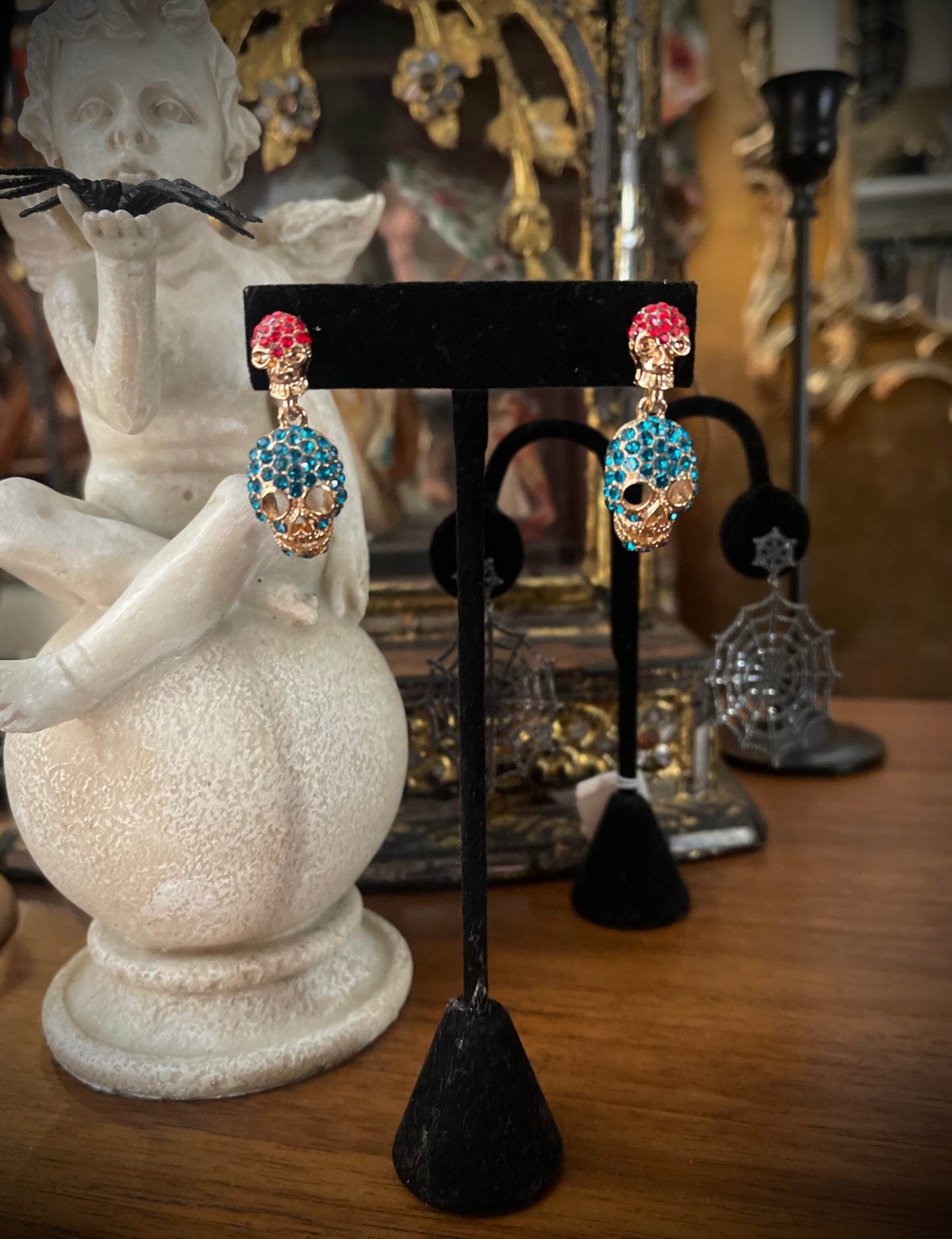 Dead Mans Party Earring in Blue Red