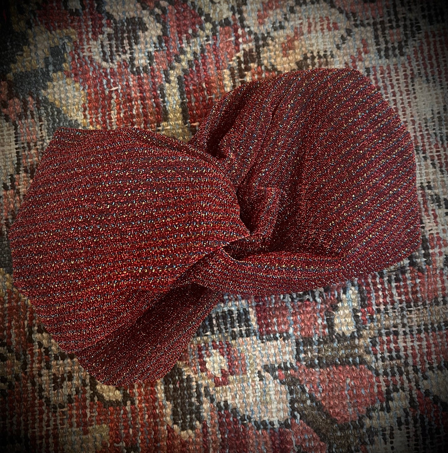 Twist Headband in Deep Red Shimmer