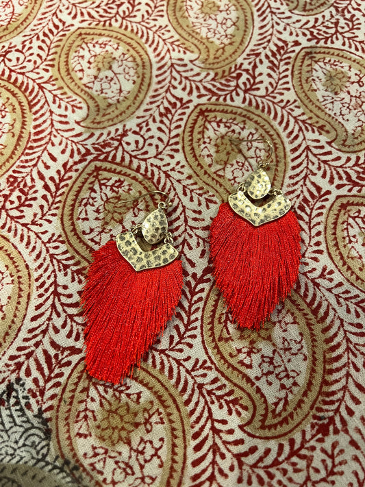 Red Fringe Earrings