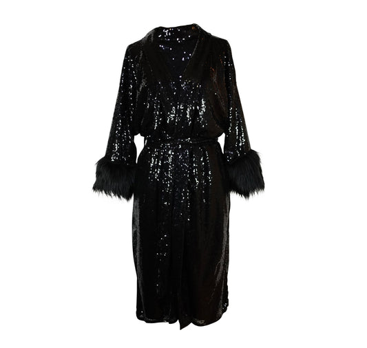 Onyx Sequin Koi Kimono by JGrace