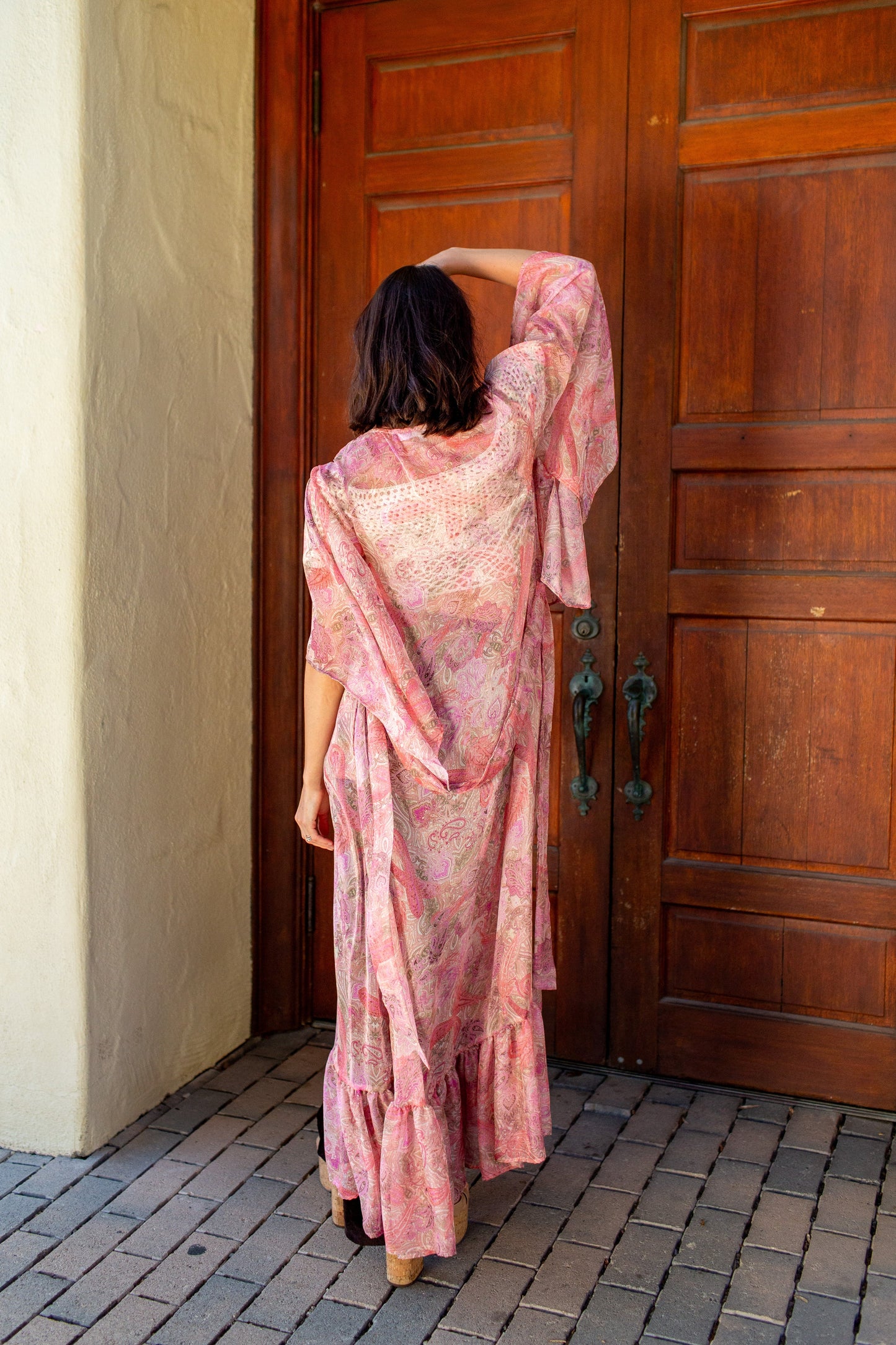 Janys Scarf Sleeve Kimono In Blushing Paisley by JGrace