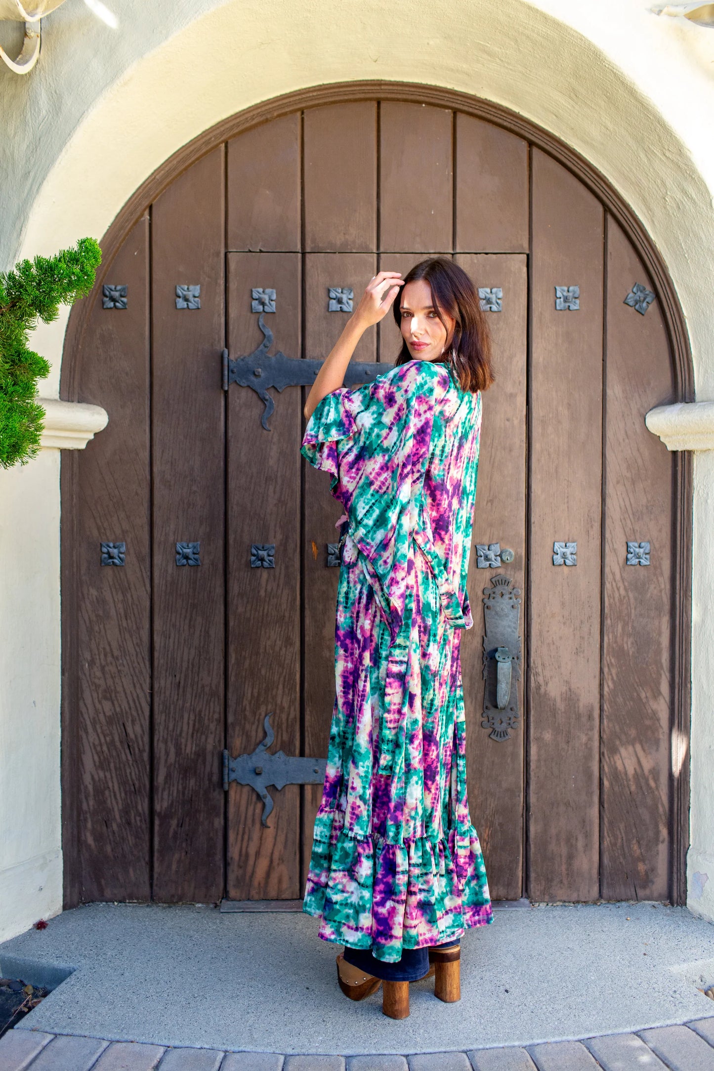 Janys Scarf Sleeve Kimono In Cosmic Crush Tiedye by JGrace
