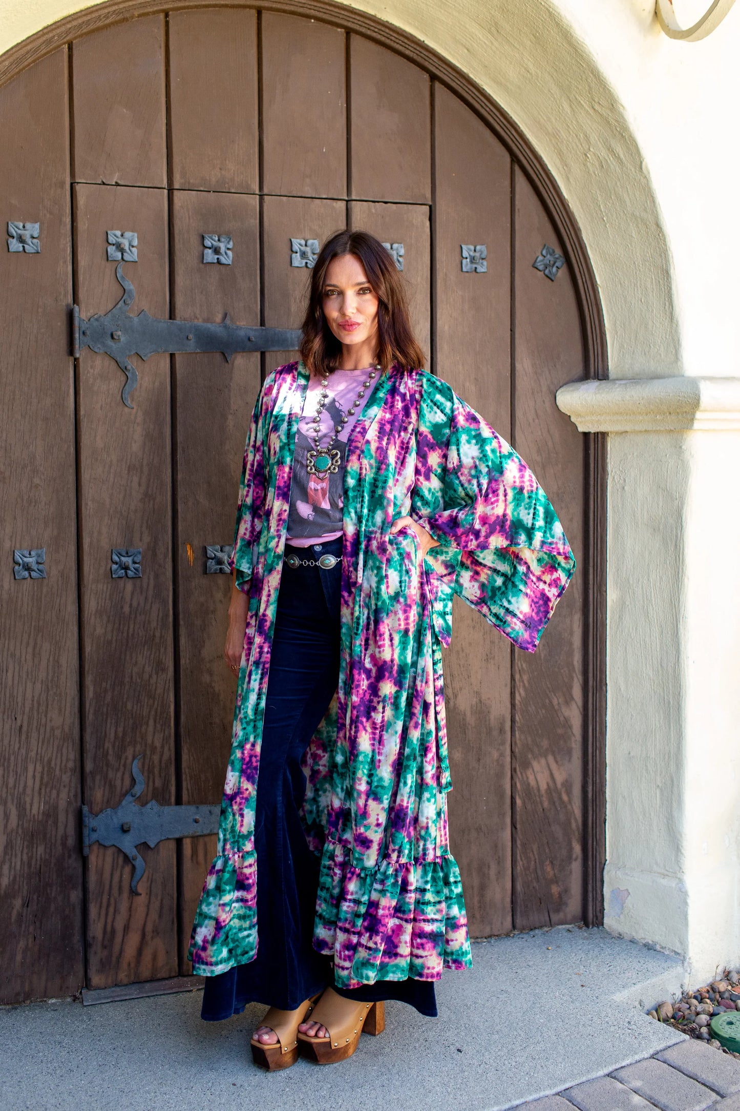 Janys Scarf Sleeve Kimono In Cosmic Crush Tiedye by JGrace