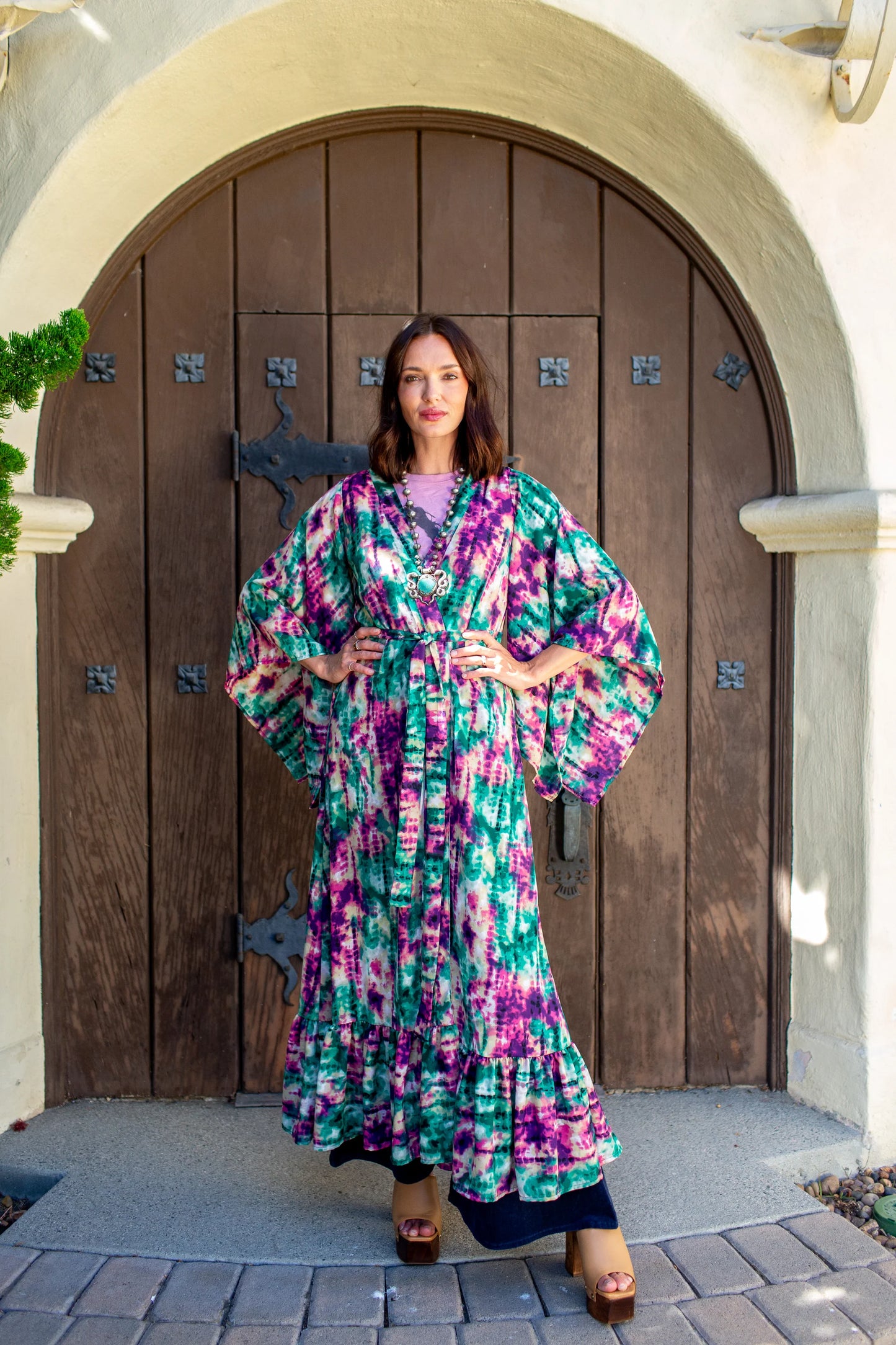 Janys Scarf Sleeve Kimono In Cosmic Crush Tiedye by JGrace