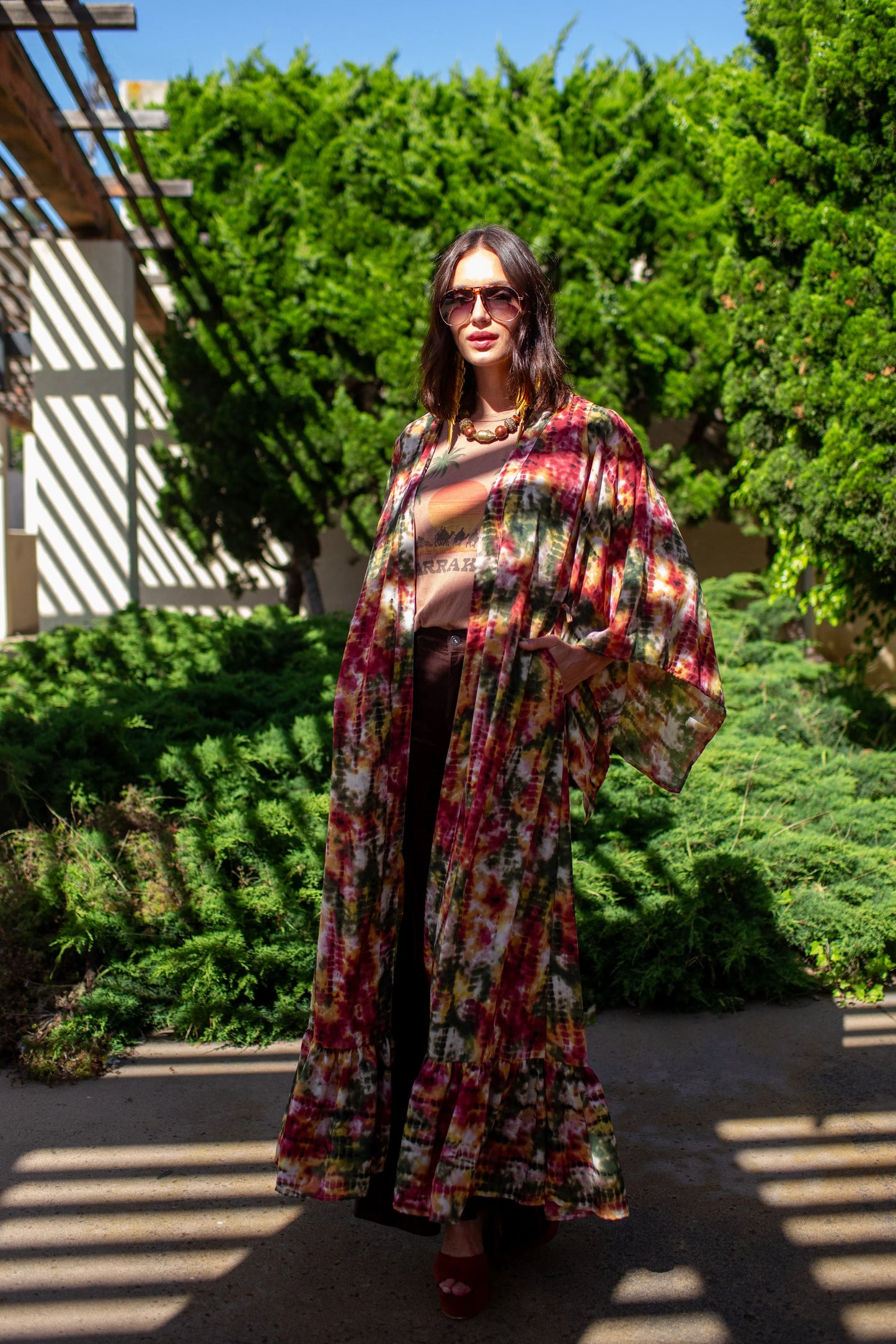 Janys Scarf Sleeve Kimono In Summer Moss by JGrace
