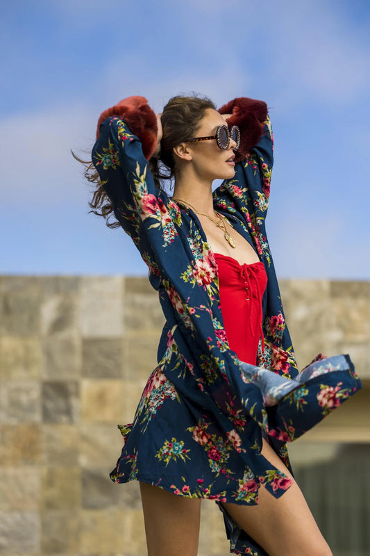 Norma Faux Fur Koi Kimono by Jennafer Grace