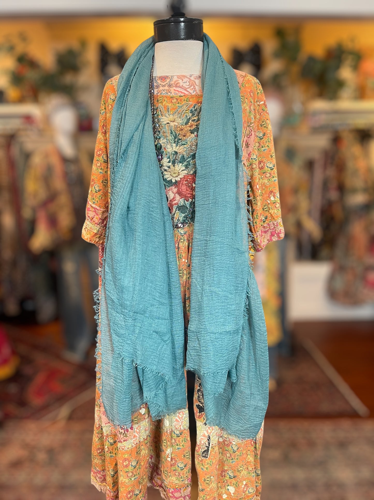 Turquoise Gauze Scarf