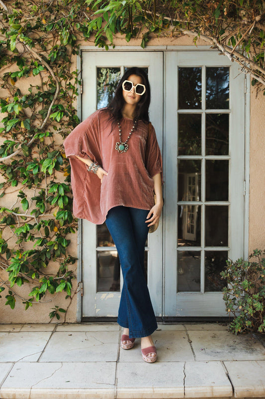 Rose Silk Velvet Scarf Top by Jennafer Grace