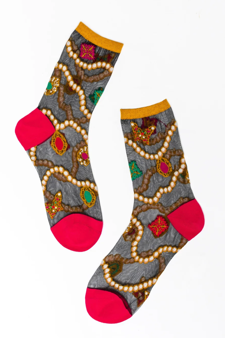 Bejeweled Motif Socks